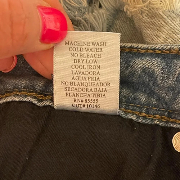 Women's M Pistola Fringed Jean Shorts Ultra Low Rise Zipper Fly Light Wash - Picture 7 of 7